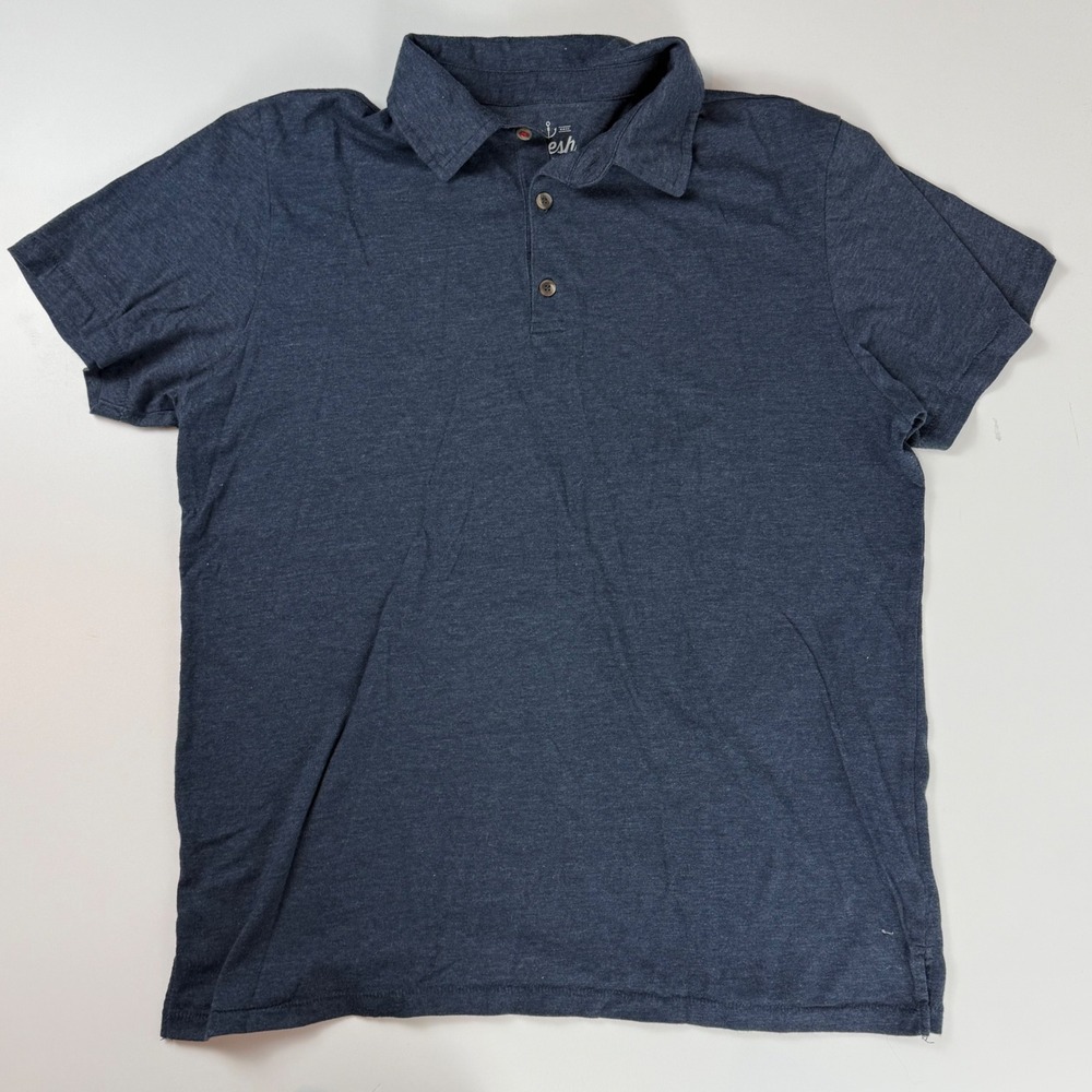 Fresh Clean Tees Mens Polo Shirt Navy Blue Heather Short Sleeve Cotton Blend L